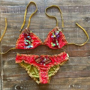 Mar De Rosas Embellished Bikini